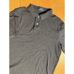 Polo Ralph Lauren Men's L Gray Golf Polo Black Pony 100% Cotton‎ Preppy Tennis